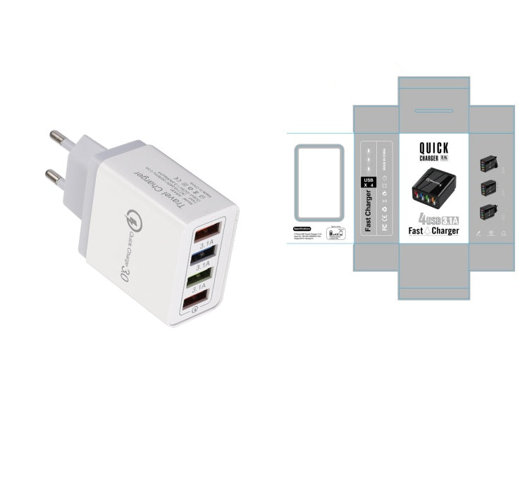 Cargador USB Quick Charge 3.0 4 Adaptador de teléfono para tableta Cargador de pared portátil Cargador rápido para móvil