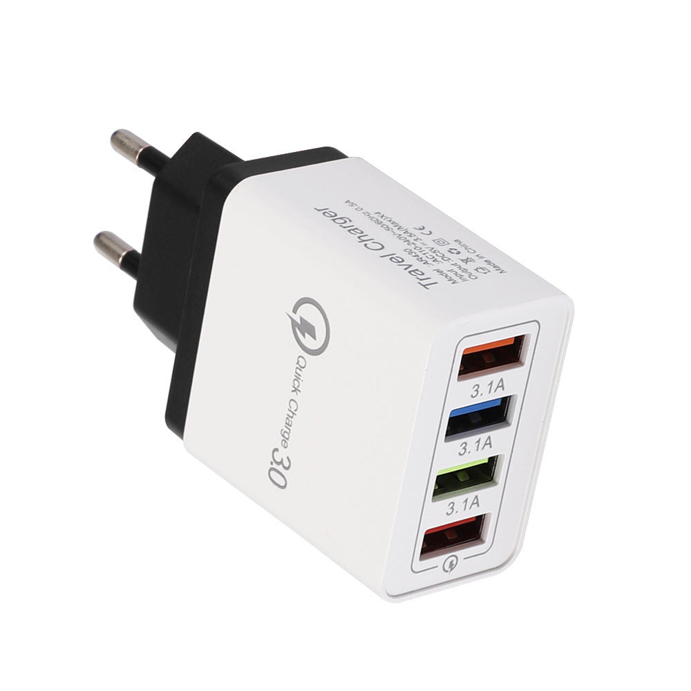 Cargador USB Quick Charge 3.0 4 Adaptador de teléfono para tableta Cargador de pared portátil Cargador rápido para móvil