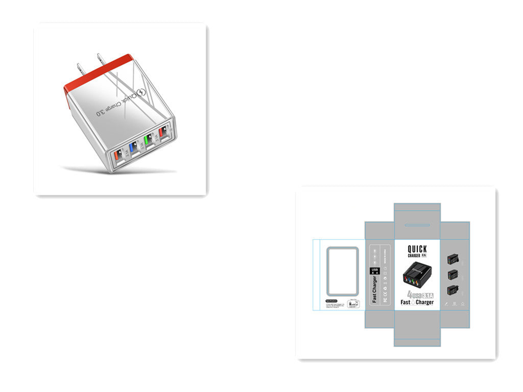 Cargador USB Quick Charge 3.0 4 Adaptador de teléfono para tableta Cargador de pared portátil Cargador rápido para móvil