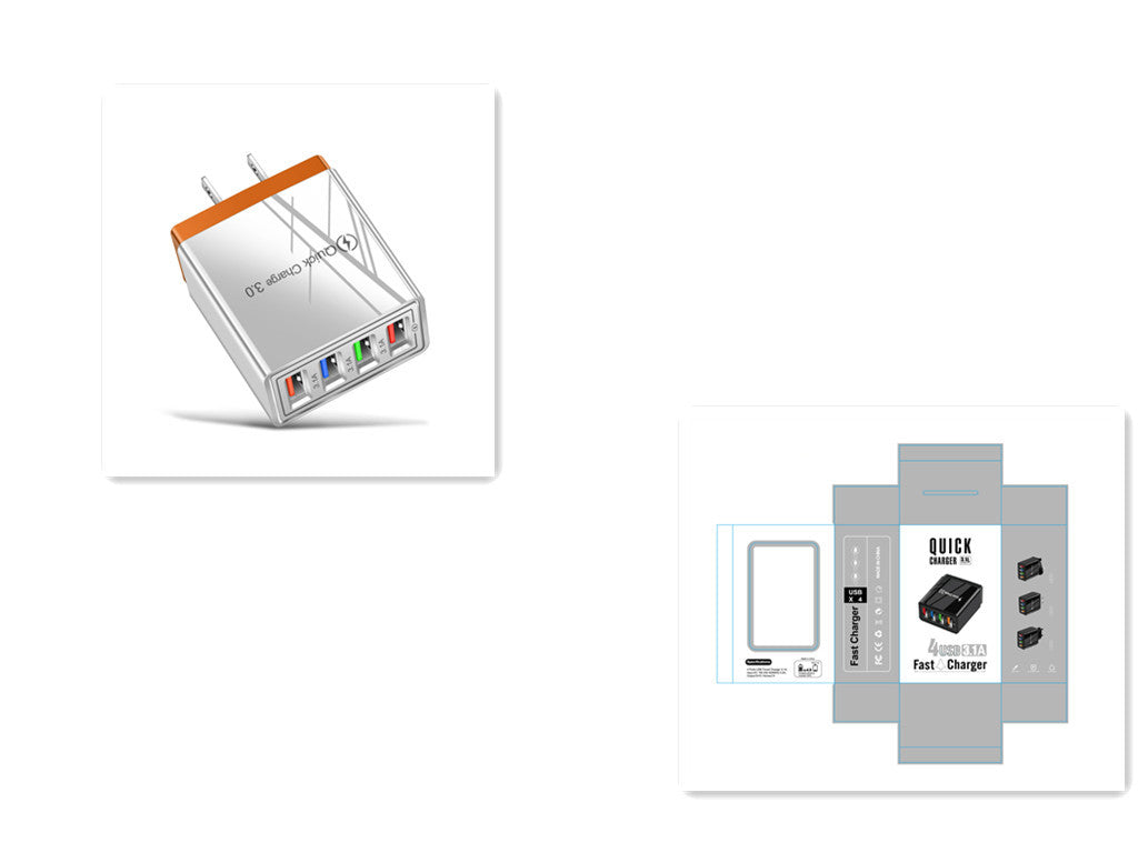 Cargador USB Quick Charge 3.0 4 Adaptador de teléfono para tableta Cargador de pared portátil Cargador rápido para móvil