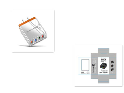 Cargador USB Quick Charge 3.0 4 Adaptador de teléfono para tableta Cargador de pared portátil Cargador rápido para móvil