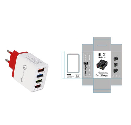 Cargador USB Quick Charge 3.0 4 Adaptador de teléfono para tableta Cargador de pared portátil Cargador rápido para móvil