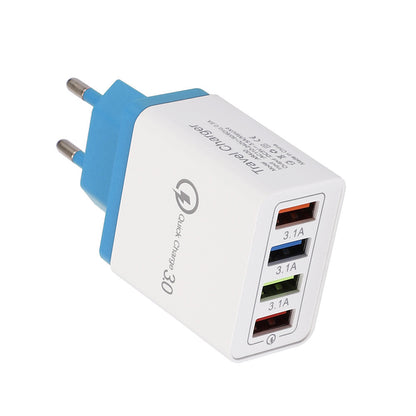 Cargador USB Quick Charge 3.0 4 Adaptador de teléfono para tableta Cargador de pared portátil Cargador rápido para móvil