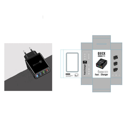 Cargador USB Quick Charge 3.0 4 Adaptador de teléfono para tableta Cargador de pared portátil Cargador rápido para móvil