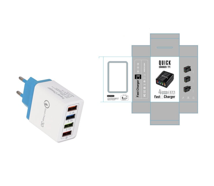 Cargador USB Quick Charge 3.0 4 Adaptador de teléfono para tableta Cargador de pared portátil Cargador rápido para móvil