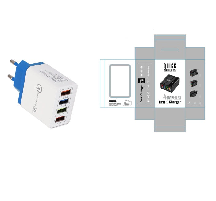 Cargador USB Quick Charge 3.0 4 Adaptador de teléfono para tableta Cargador de pared portátil Cargador rápido para móvil