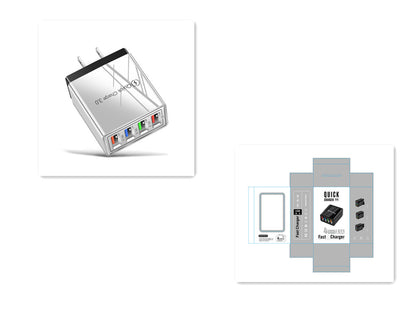 Cargador USB Quick Charge 3.0 4 Adaptador de teléfono para tableta Cargador de pared portátil Cargador rápido para móvil